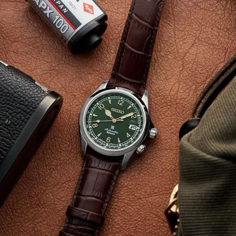 Seiko Prospex 'Alpinist' Leather Green Dial Men's Watch- SPB121J1